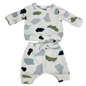 Nordstrom Jogger Suit - Unisex 2 Piece | Baby - NB Newborn | Camo White